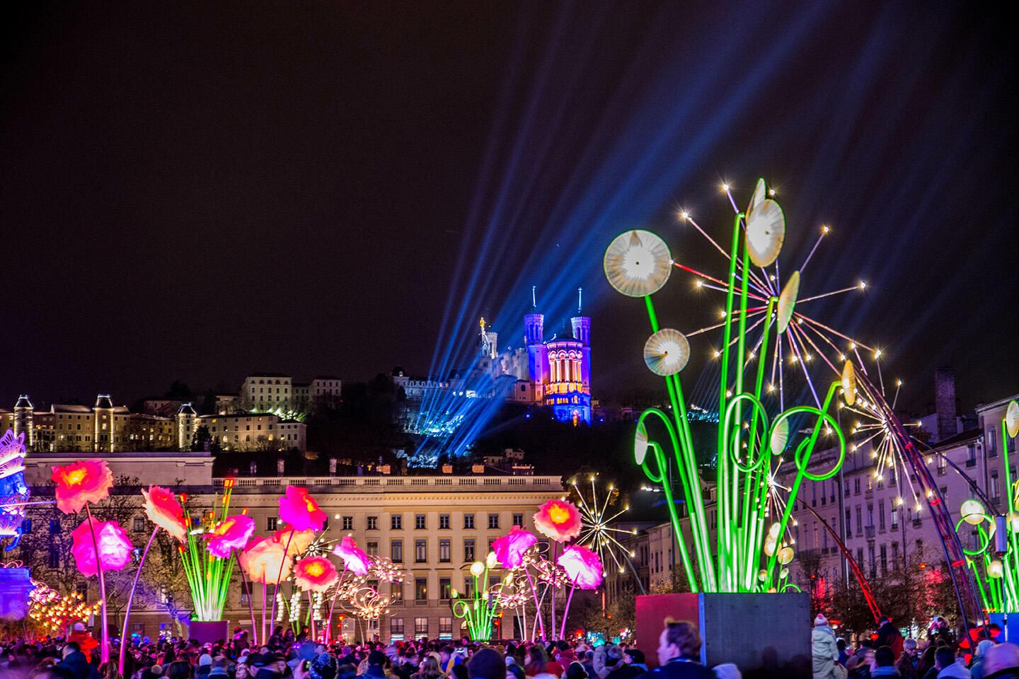 Lichtfestival Lyon mit hellen Projektionen